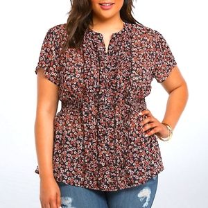 FLORAL CHIFFON RUFFLE TOP